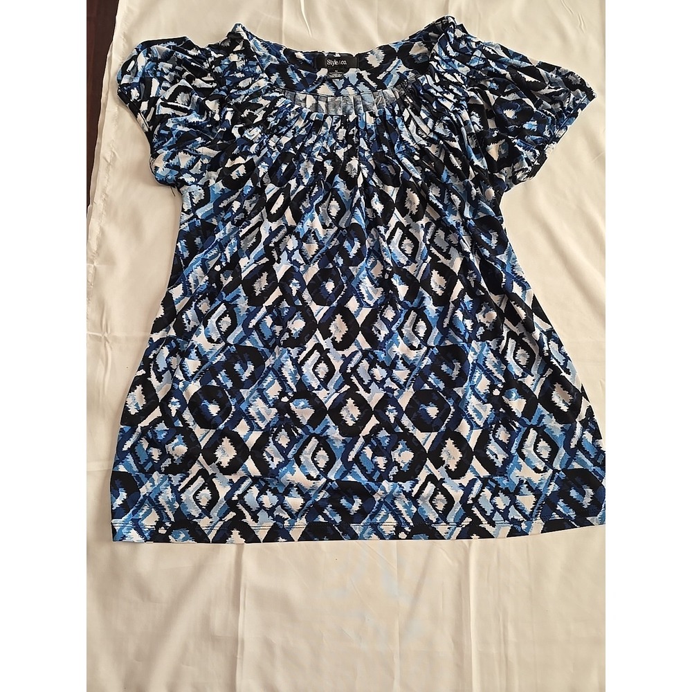 Vtg Vintage Style Co Baby Doll Women Top Medium Cap Sleeve 70s 90s Blue Y2k